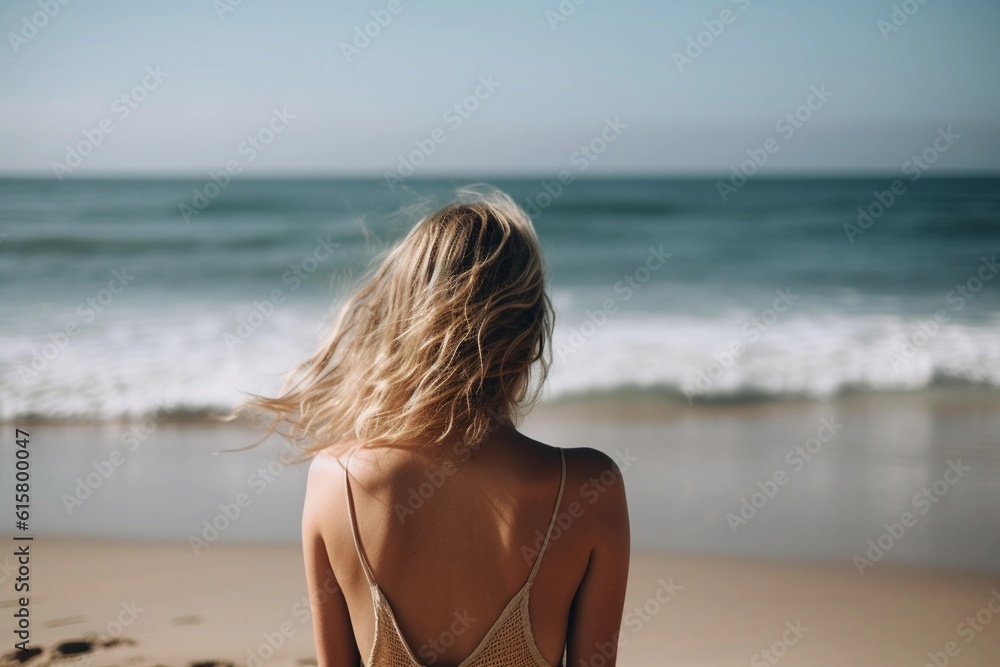Woman from behind at the beach Woman from behind at the beach