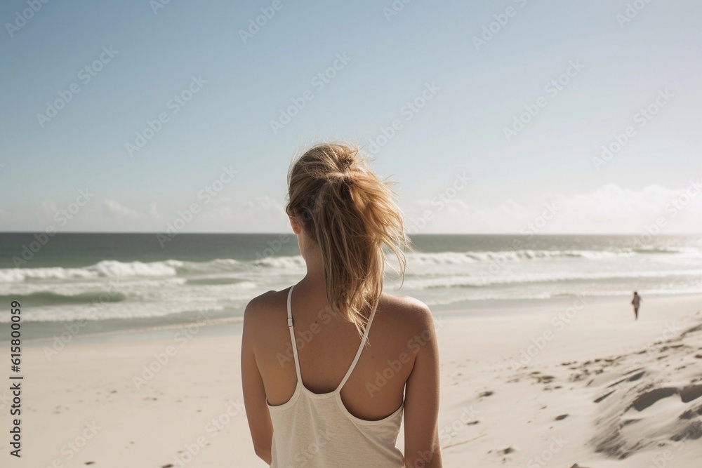 Woman from behind at the beach
