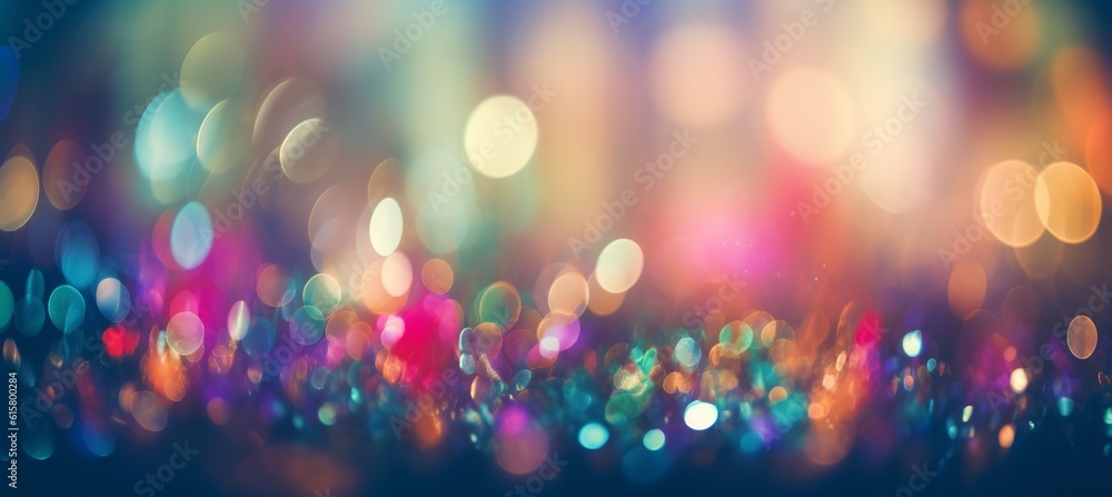 Blurred colorful glitter sparkle night background. Generative AI technology.	
