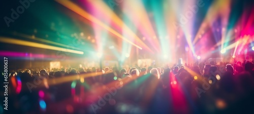 Music party concert crowd people silhouettes background. Generative AI technology. © Hero Design