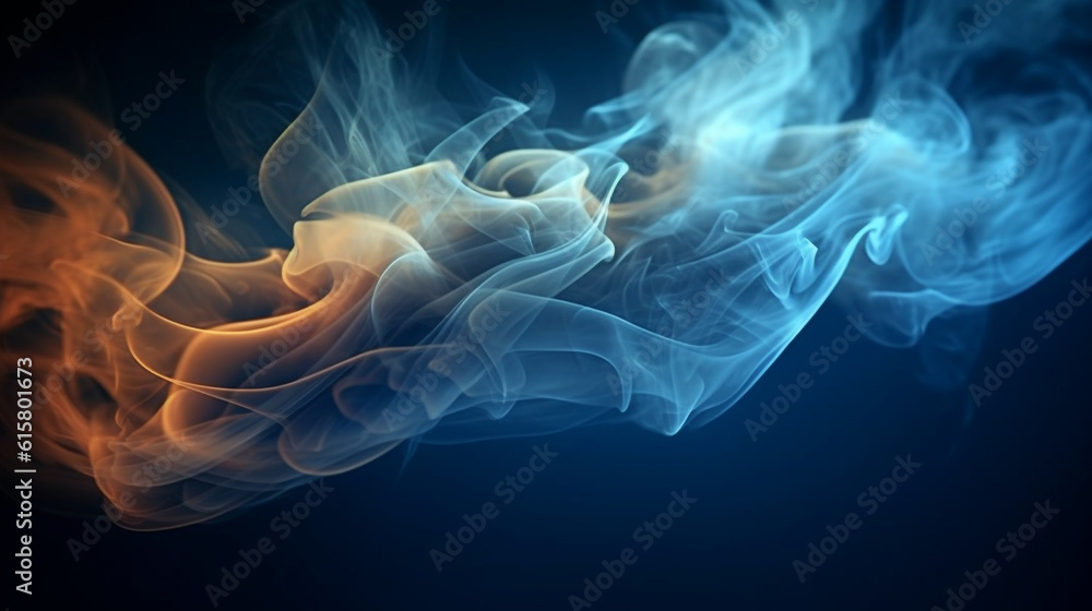  indigo smoke gracefully floating through the air, Generative AI