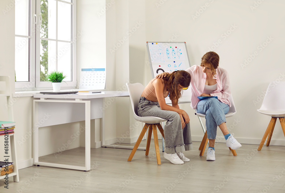 Sad Woman Sitting Desk Image & Photo (Free Trial)