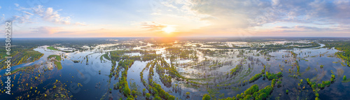 Bilde på lerret Floodplain of the river Prypiać during spring overflow