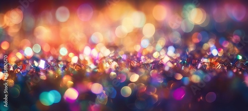 Bright colorful glitter night lights background. Generative AI technology. © Hero Design