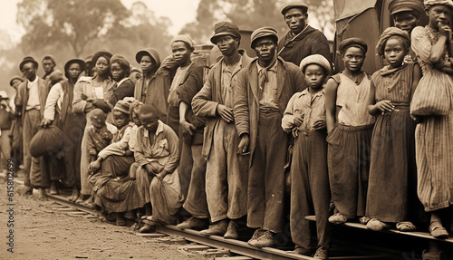 African American slaves family or group of black slaves. representing five generations all born on the plantation history concept of slavery photo