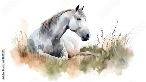 watercolor painting of a horse
