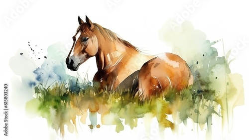 watercolor painting of a horse photo