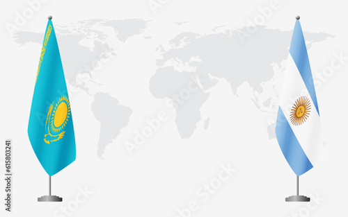 Kazakhstan and Argentina flags for official meeting
