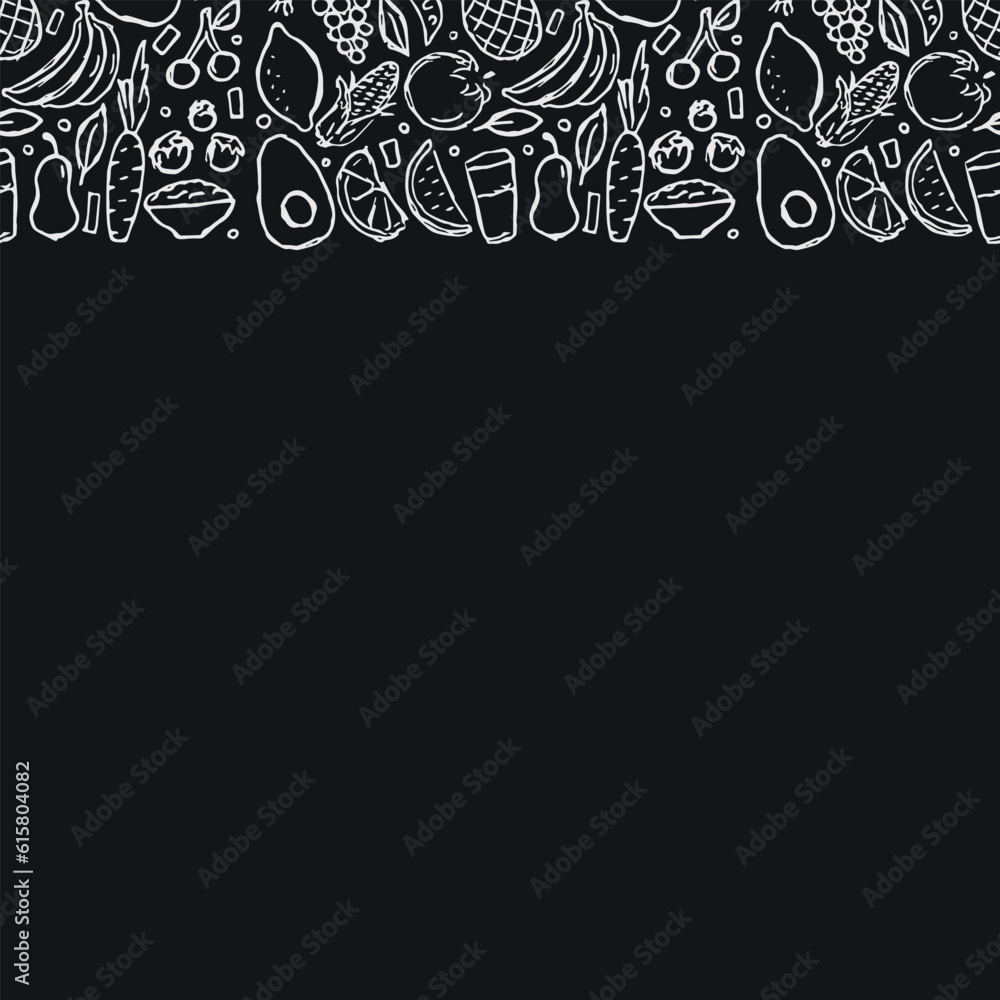 Healthy food frame. Drawn healthy food background Healthy food frame. Drawn healthy food background