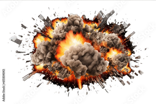 Explosion border illustration on a transparent background. Generative AI.