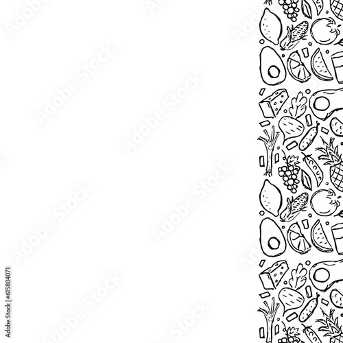 Healthy food frame. Drawn healthy food background