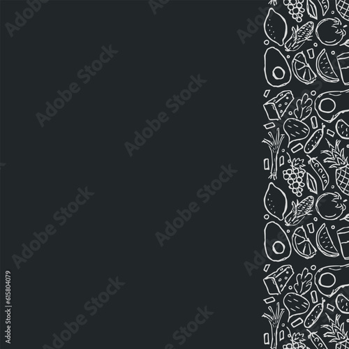 Healthy food frame. Drawn healthy food background