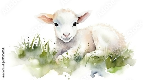 watercolor painting of a lamb