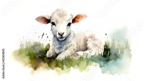 watercolor painting of a lamb