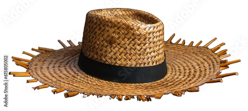 Hat straw illustration on a transparent background. Generative AI.