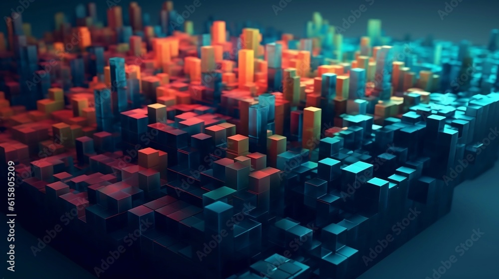 abstract background with cubes, generative AI abstract background with cubes, generative AI