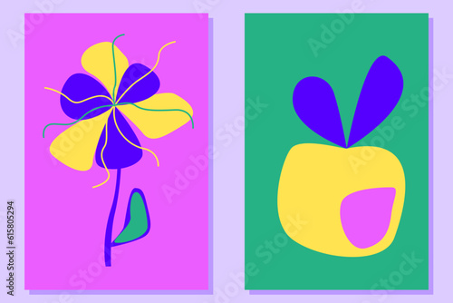 Abstract Application Kid Craft Illustration Funny Groovy Poster Pattern Background Colorful Positive Set 
