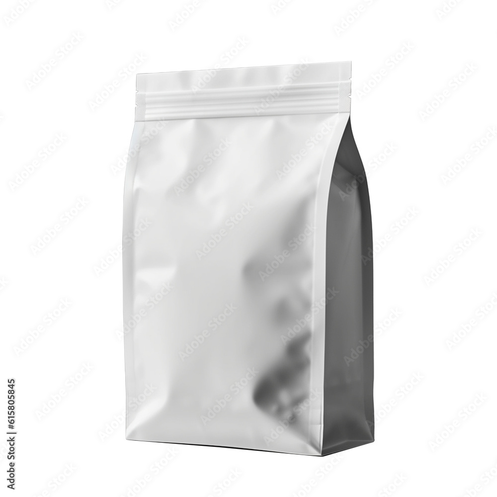 Mock up of one-kilogram product zip bag, isolated png element. Generative ai. 