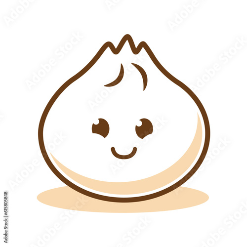 Dim sum Dumpling cute cartoon character with smile face vector flat art Illustration free editable
