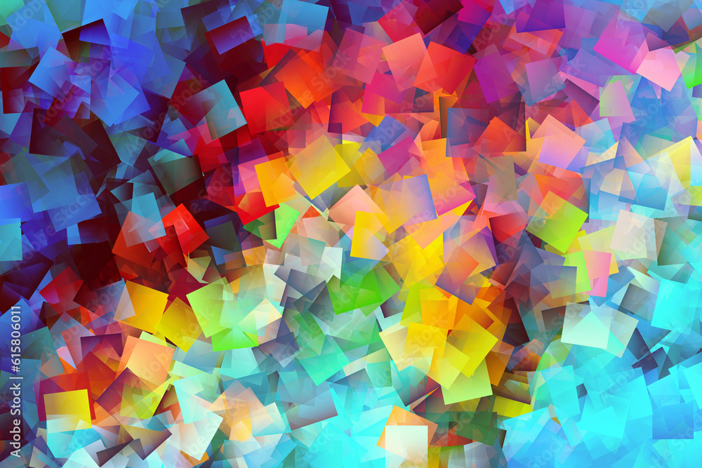 Bright colorful pattern of randomly placed squares