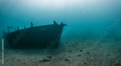 Billede på lærred rusty sunken ship deep in the sea in high resolution