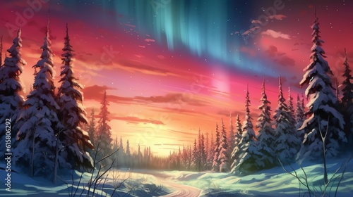 The Aurora Borealis painting the sky wallpaper © busra
