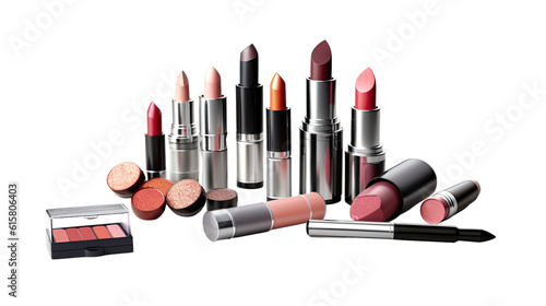 Photo of a colorful collection of lipsticks, transparent background png