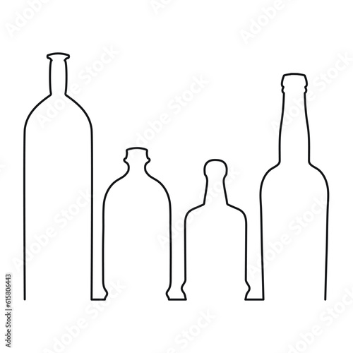 Sketchy image shape of a glass bottle silhouette. Alcohol, wine, whiskey, vodka, brandy, cognac, beer, kvass, champagne, liqueur
