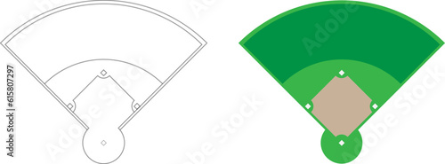 top view baseball field icon set