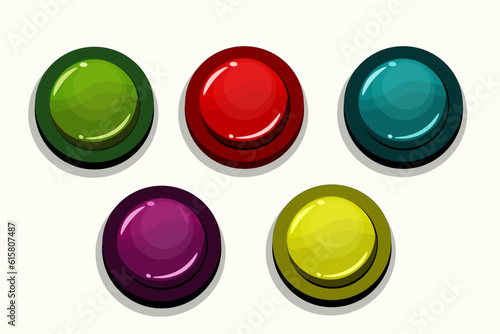 set of colorful buttons for the game, vector illustration.