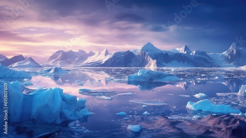 Arctic landscape with frozen glaciers