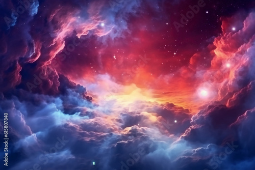 Starry night sky  Colorful space galaxy cloud nebula. AI generative