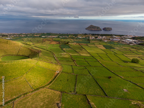 Panoramic view of Terceira island on sunset. The subject in the foregound is the Pico de Dona Joana photo