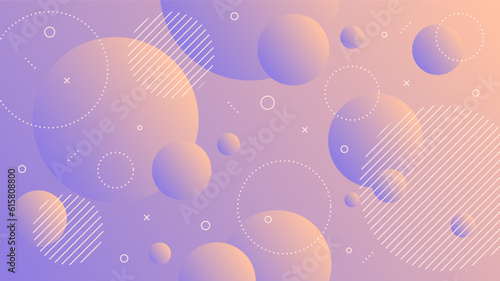 Modern Abstract Background with Motion Round Retro Memphis and Purple Orange Gradient Color