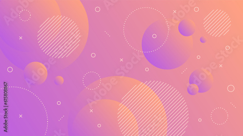 Modern Abstract Background with Motion Round Retro Memphis and Purple Orange Gradient Color