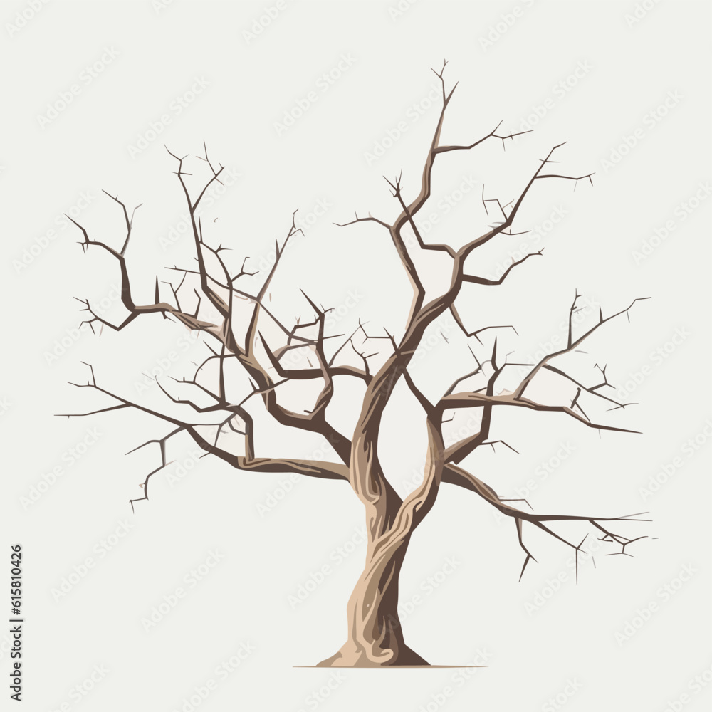 Old dry tree vector isolated on white
