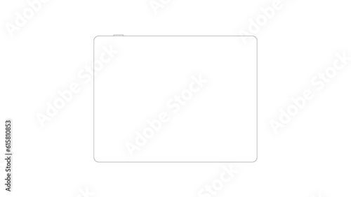 tablet black color with blank touch screen and flare isolated on white background. realistic and detailed device mockup. stock PNG illustration