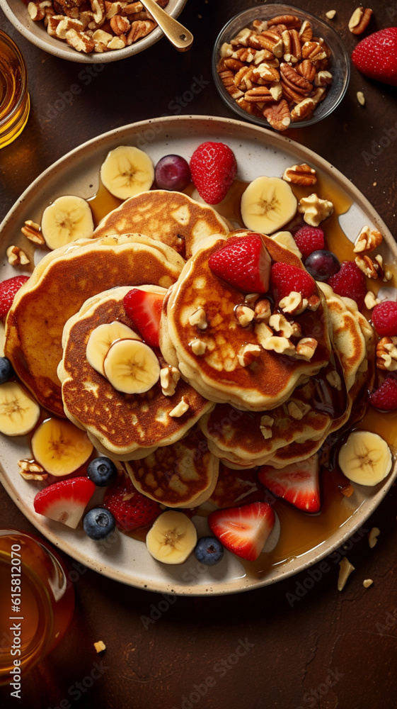 Fototapeta premium pancakes with strawberry