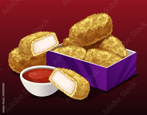Fast food. Testy nuggets. Vector illustration. 