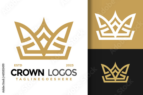 Letter A crown monarch logo vector icon illustration