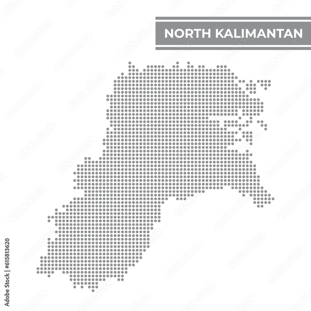 Dotted map of North Kalimantan is a province of Indonesia