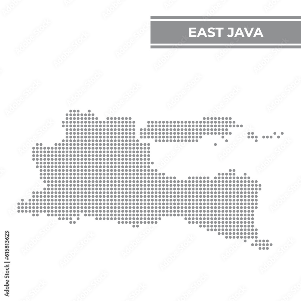 Dotted map of East Java is a province of Indonesia