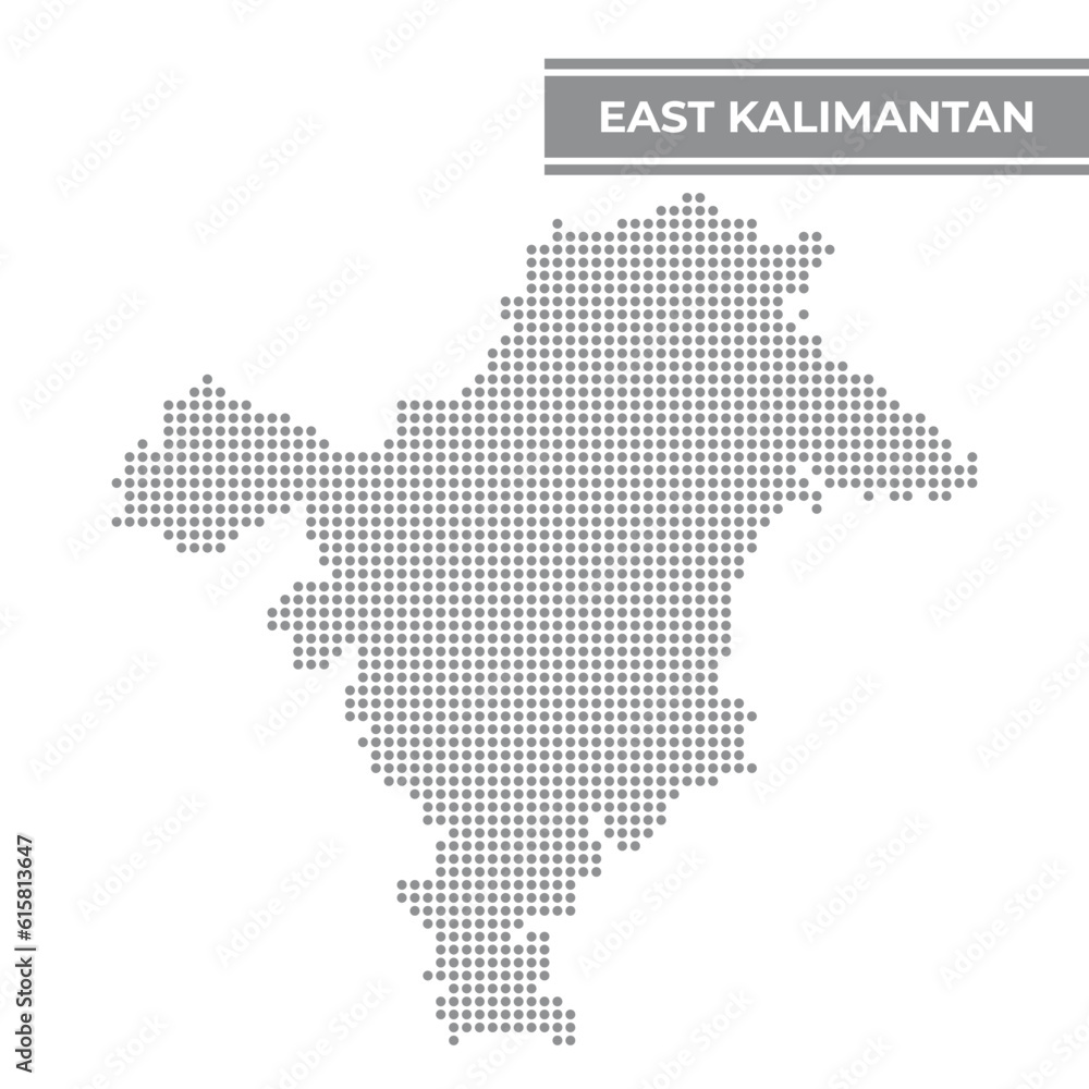 Dotted map of East Kalimantan is a province of Indonesia