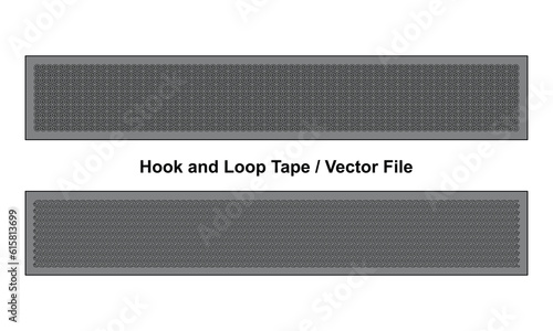 Gray Hook and Loop Tape Fastener Template on White Background, Vector File.