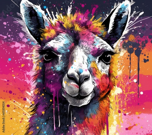 Watercolor llama illustration © Svwtlana
