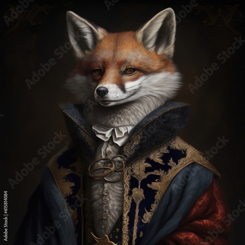 Wallpaper Mural Realistic illustrated portrait of fox wearing royal suit Torontodigital.ca