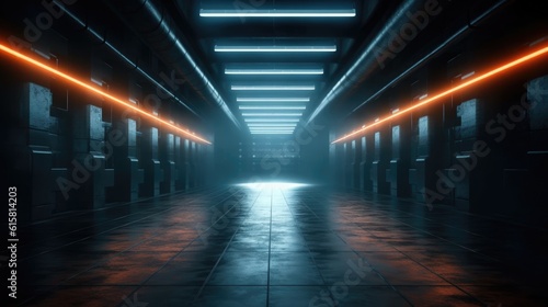 Futuristic Mockup: Dynamic Hallway with Glowing Lights © Bo Dean