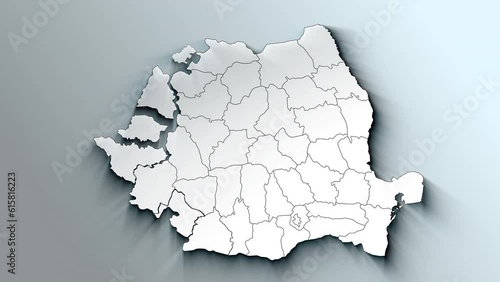 Modern White Map of Romania with Counties photo