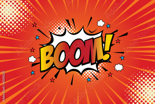 freehand drawn comic book speech bubble cartoon word boom