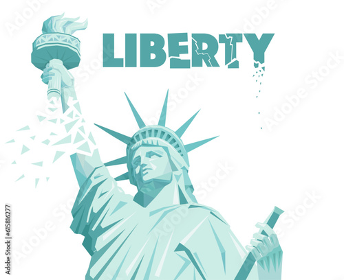 Statue of liberty, symbol New York City, concept threat of democracy